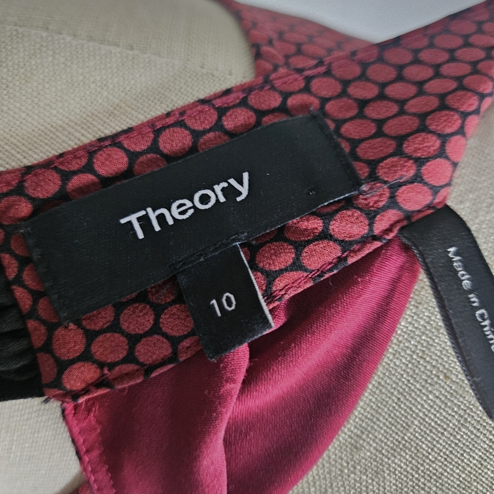THEORY Silk Halter Dot Print Burgundy Maxi Dress | SZ 10 - Picture 13 of 14
